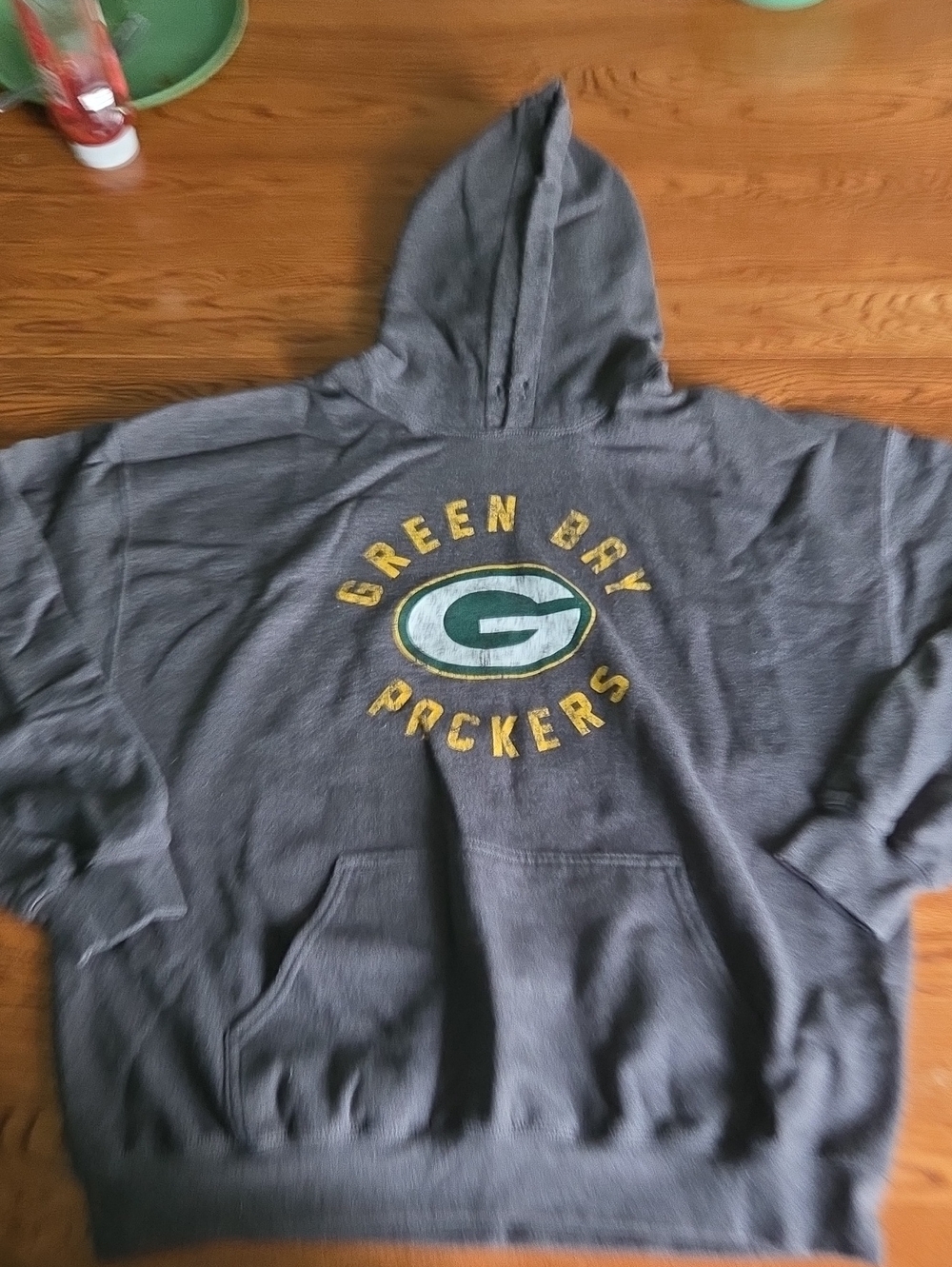Green Bay Packers Gray Hooded Pullover Sweatshirt *missing Draw String*